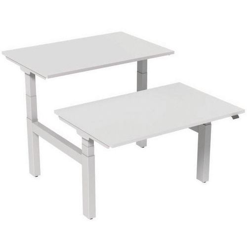 Scrivania dritta Bench elettrica 2 postazioni 120 cm -Bianca,