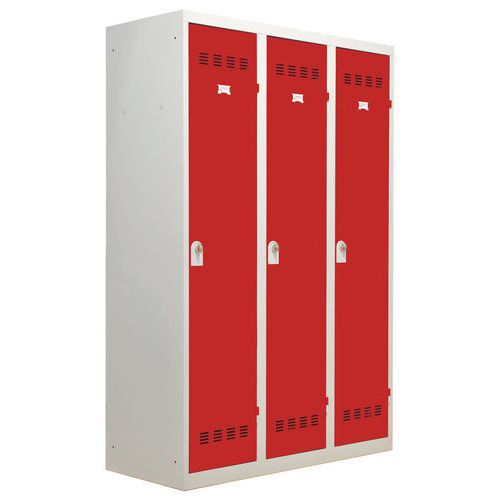 Armadietto sporco/pulito 3 col 400mm portalucchetto rosso,