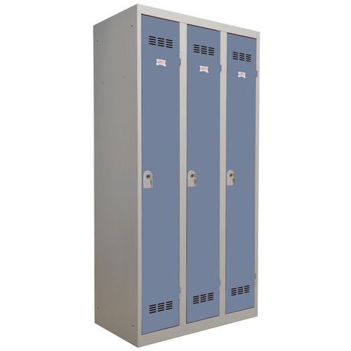 Armadietto sporco/pulito 3 colonne 300mm chiave blu,