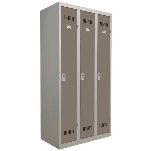 Armadietto sporco/pulito 3 col 300mm chiave grigio talpa,