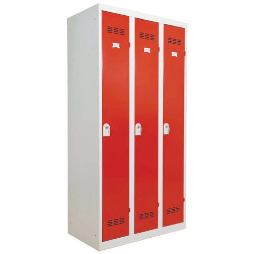 Armadietto sporco/pulito 3 colonne 300mm chiave rosso,