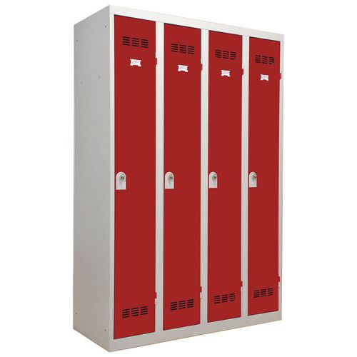 Armadietto sporco/pulito 4 col 300mm portalucchetto rosso,
