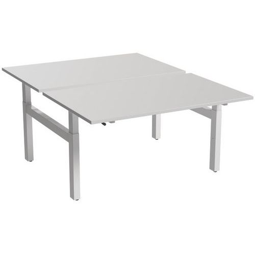 Scrivania dritta Bench manovella 2 postazioni 140 cm bianca,