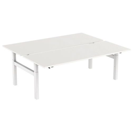 Scrivania dritta Bench manovella 2 postazioni 200 cm bianca,