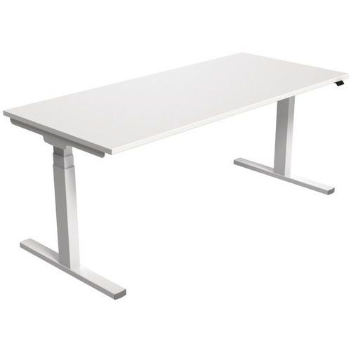 Scrivania ergonomica a regolazione elettrica 180 cm bianca,
