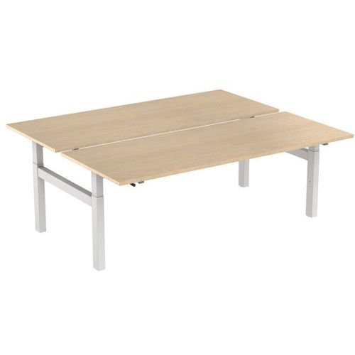 Scrivania dritta Bench a manovella 2 postazioni 200 cm acero,