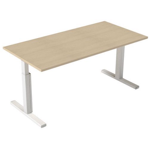 Scrivania dritta con manovella a destra 160 x 80 cm - Acero,