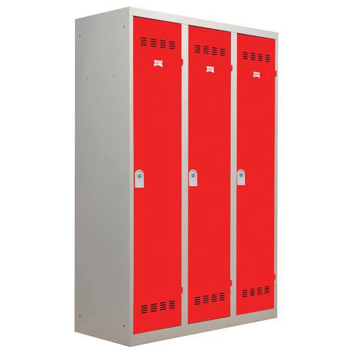 Armadietto sporco/pulito 3 colonne 400mm chiave rosso,