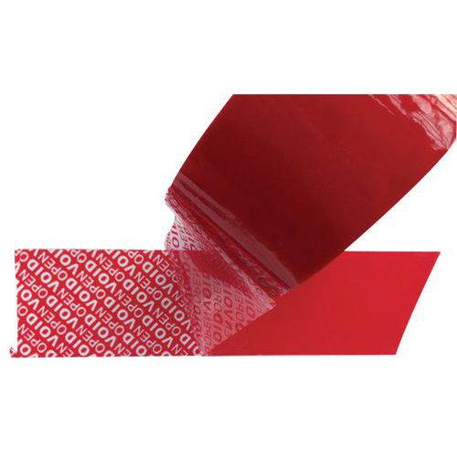 Adesivo di sicurezza rosso - Messaggio standard VOID-OPEN,