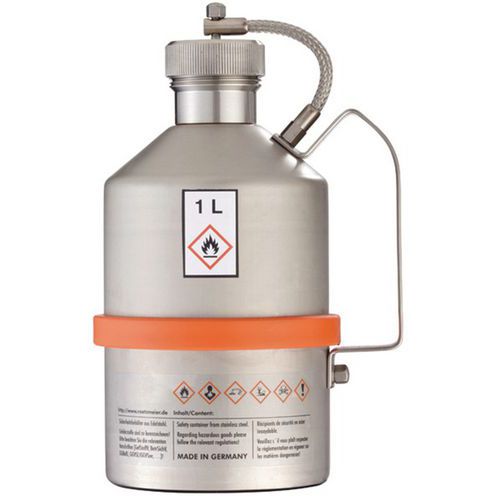 BIDONE INOX TAPPO FILETTATO OMOL. NORME UN 1 LITRO,