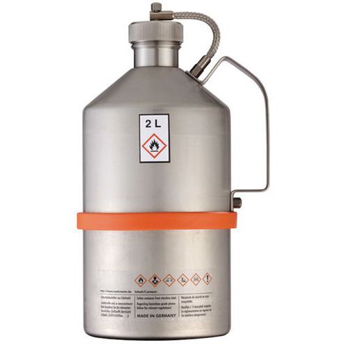 BIDONE INOX TAPPO FILETTATO OMOL. NORME UN 2 LITRI,