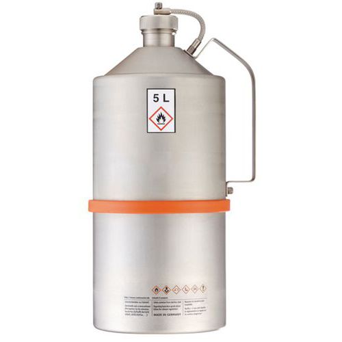 BIDONE INOX TAPPO FILETTATO OMOL. NORME UN 5 LITRI,