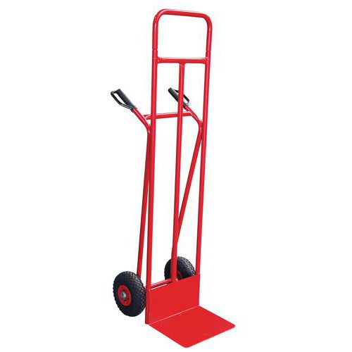 Carrello in acciaio 150 kg - Ruote antiforatura - Pala fissa,