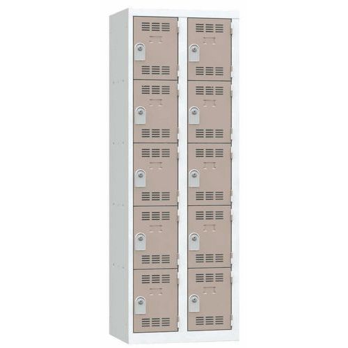 Armadietto 2 colonne 300mm 5 scomparti chiave grigio talpa,