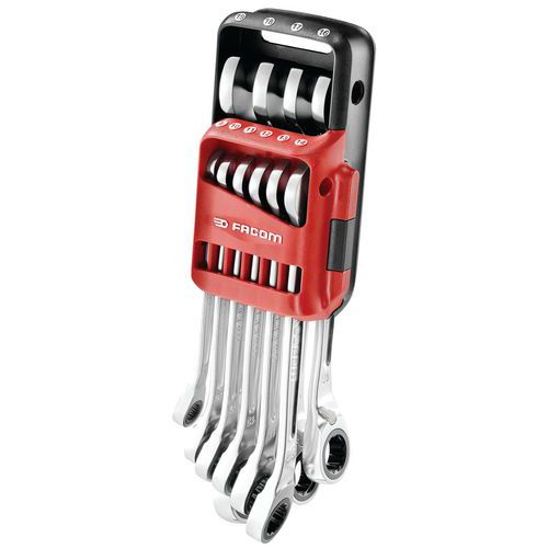 Set di 10 chiavi miste a cricchetto rapide con astuccio,