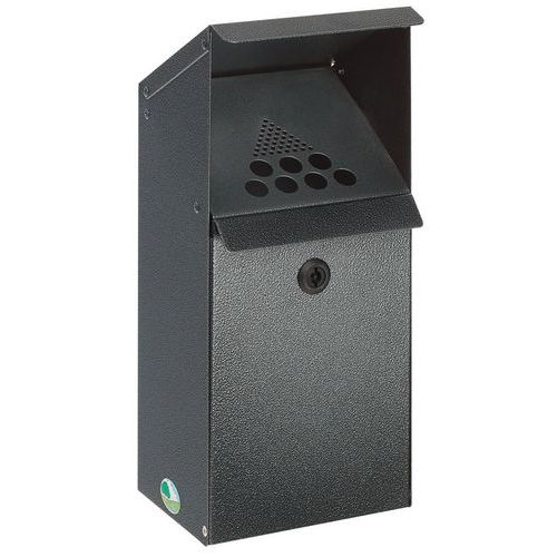 Posacenere da parete in acciaio - Con supporto - 3,7 L - Argento anticato,