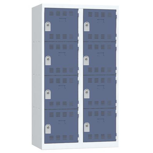 Armadietto 2 colonne 400mm 4 scomparti chiave blu,