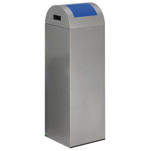 Pattumiera ignifuga per raccolta differenziata - 89 L - Con botola - Argento botola blu,