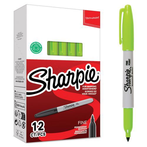 Pennarello indelebile punta fine-12-Verde limone-Sharpie®,