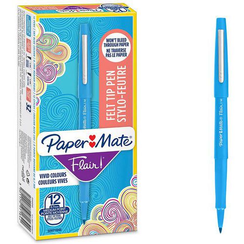 Confezione da 12 penne in feltro Flair®-Turchese-Paper Mate®,