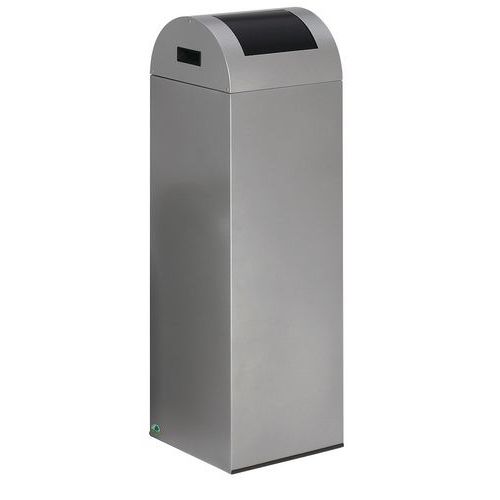 Pattumiera ignifuga per raccolta differenziata - 89 L - Con botola - Argento botola antracite,