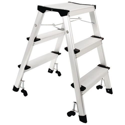 Scaletta a doppio accesso pieghevole - 3 gradini - Manutan,