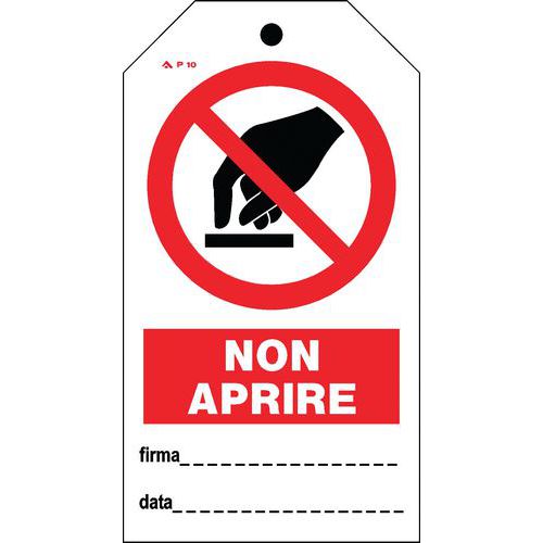 CARTELLINI AVVERTIMENTO 82X150 MM NON APRIRE,