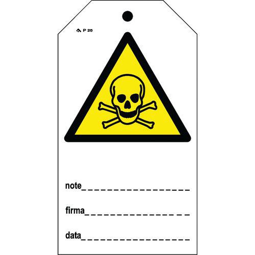 CARTELLINI DI AVVERTIMENTO 82X150 MM PERICOLO (TESCHIO),
