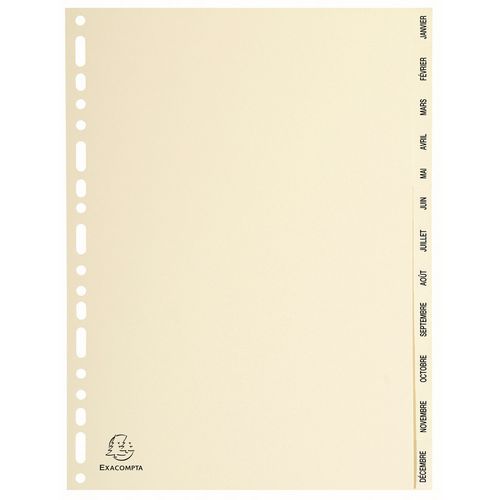 Set di 12 intercalari color pelle 155 g, gennaio-dicembre, A4,