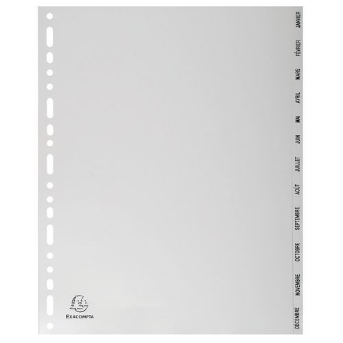 Set di 12 intercalari mensili grigio genn-dic. A4 maxi,