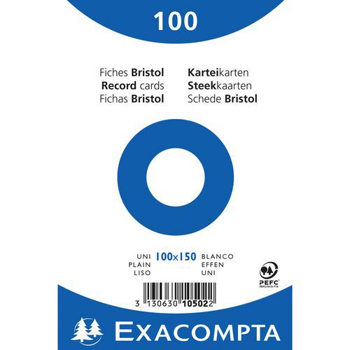 Confezione da 100 schede bianco pellicola bristol a tinta unita 100 x 150 mm,