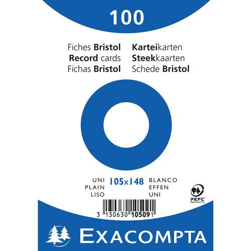 Confezione da 100 schede bianco pellicola bristol a tinta unita 105 x 148 mm,