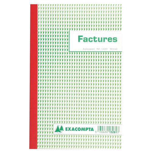 Blocchetto Fatture, 21 x 13,5 cm, con 50 foglietti di carta autocopiante in triplice copia,