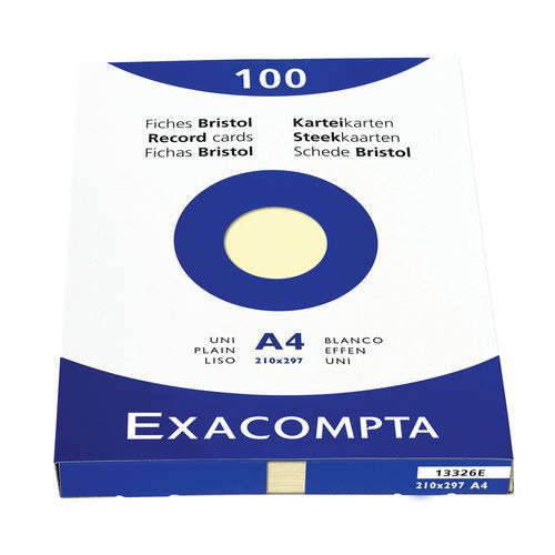 Confezione da 100 schede giallo a tinta unita non perforate da 210 x 297 mm,