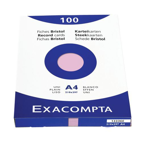 Confezione da 100 schede rosa a tinta unita non perforate da 210 x 297 mm,