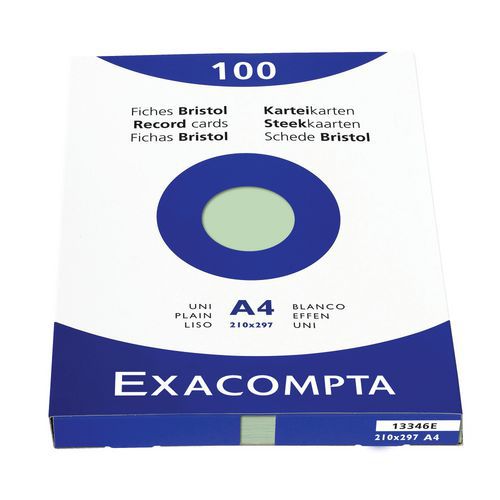 Confezione da 100 schede verde a tinta unita non perforate da 210 x 297 mm,