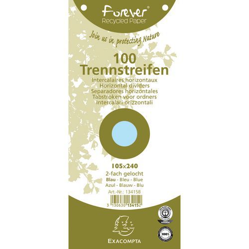 Confezione da 100 schede intercalari blu forever 105 x 240 mm,