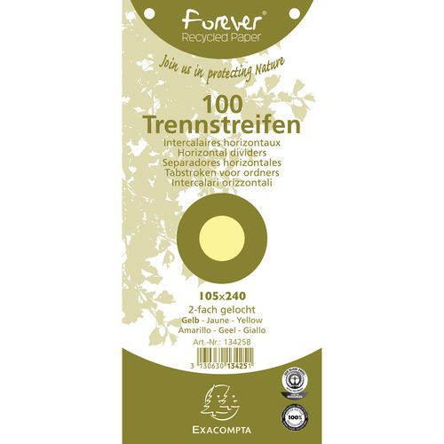Confezione da 100 schede intercalari giallo forever 105 x 240 mm,