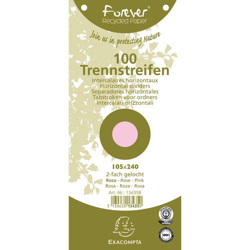 Confezione da 100 schede intercalari rosa forever 105 x 240 mm,