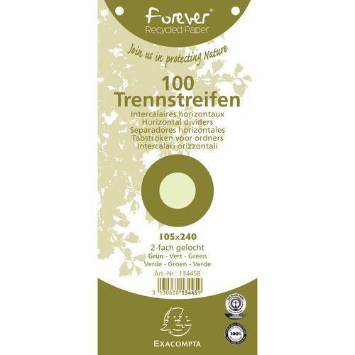 Confezione da 100 schede intercalari verde forever 105 x 240 mm,