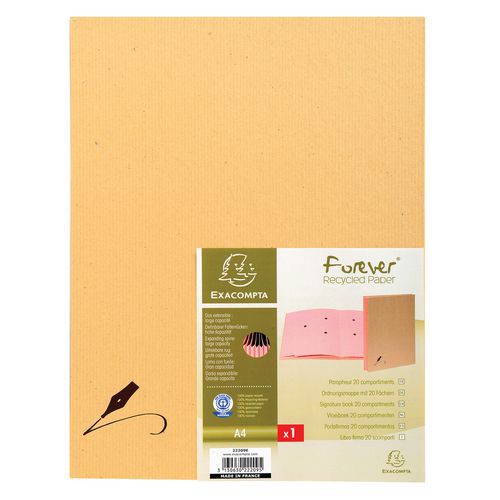 Libro firma con retro a soffietto forever 20 scomparti Kraft marrone,