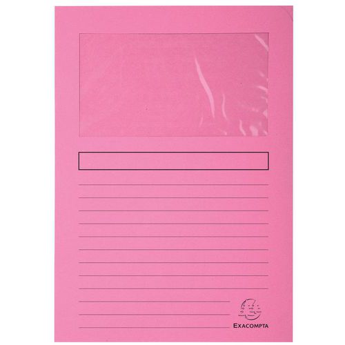 Confezione da 100 cartelline con finestra Super 160g/m2 - 22x31cm Rosa,