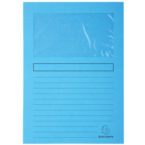 Confezione da 100 cartelline con finestra Super 160g/m2 - 22x31cm Blu intenso,