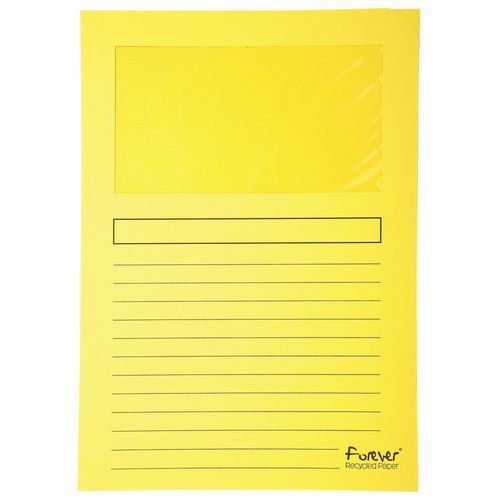 Confezione 25 cartellette con finestrella forever da 120 g/m² - 22 x 31 cm Giallo,