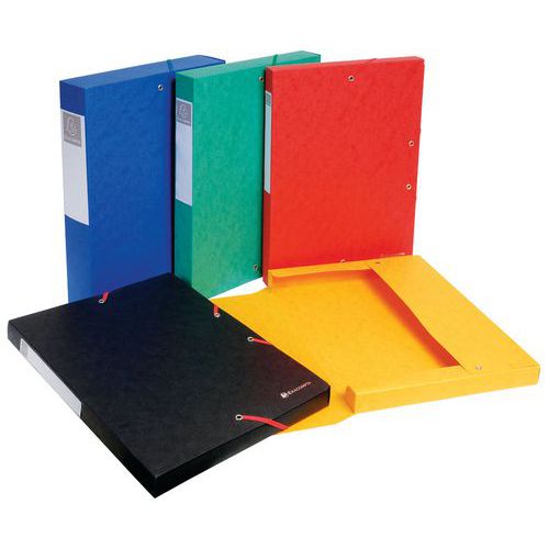 Set 10 scatole portadocumenti exabox 25 mm in cartoncino lucido scotten A4 assortite,
