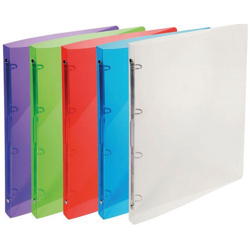 Set di 30 raccoglitori 4 anelli 15 mm PP crystal A4 Assortiti,