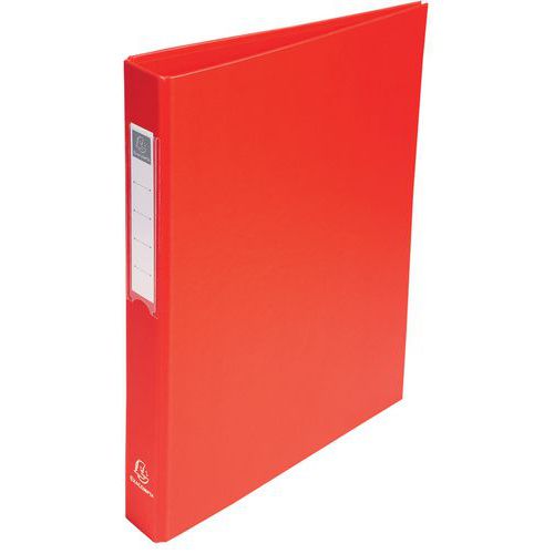 Raccoglitore foderato in PP, 4 anelli tondi da 25 mm sulla 3a Rosso,