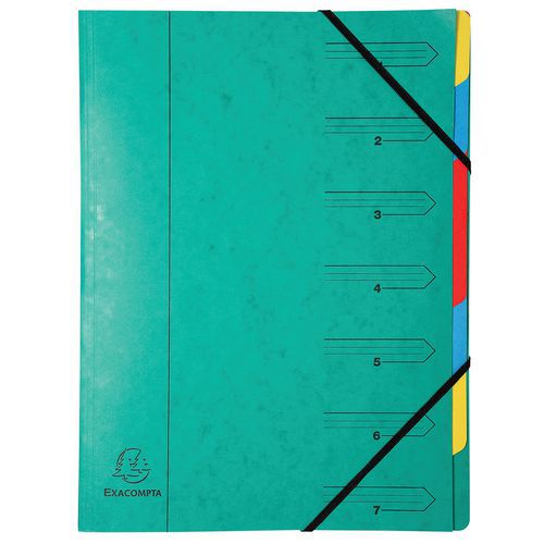 Classificatore pinzato con elastici 7 scomparti Verde,