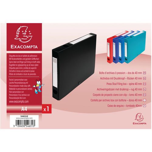 Scatola portadocumenti a pressione da 40 mm PP 7/10 opaco A4 Nero,