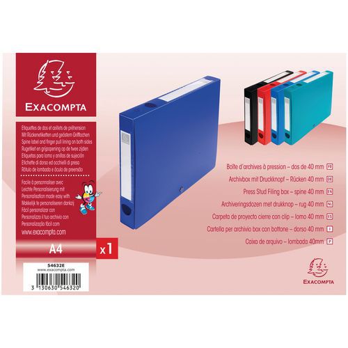 Scatola portadocumenti a pressione da 40 mm PP 7/10 opaco A4 Blu,